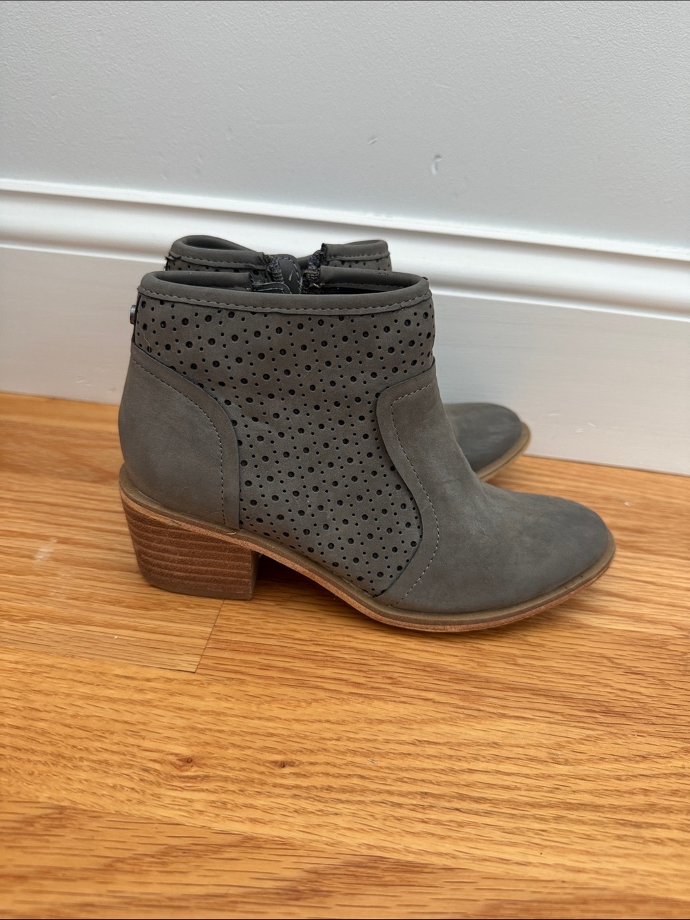 Treasure & Bond Grey Perforated Suede Ankle Bootie